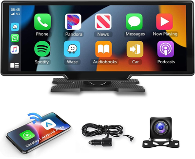 Автомобильный монитор JMCQ 10.26 дюйма 4K с поддержкой CarPlay и Android Auto, мультимедийный плеер