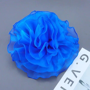 Брошь Цветок 28 см из сеточки royal-blue Аксессуар для одежды BK462-RB