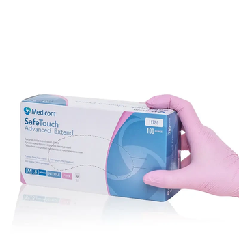 Рукавички нітрилові текстуровані Medicom SafeTouch Advanced Extend(рожевий) M-size, 100шт./уп. -1172-TG-С