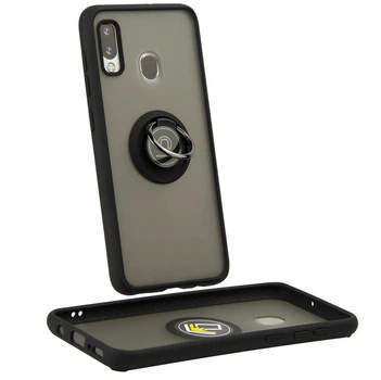 Чехол Fiji Colorframe для Samsung Galaxy A30 2019 (A305) матовый бампер с кольцом подставкой Black