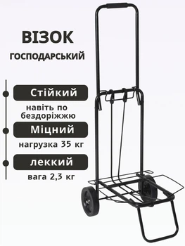 Тележка хозяйственная на колечках складная Bo-Camp Luggage Trolley Foldable 35 кг Черная (5267281)