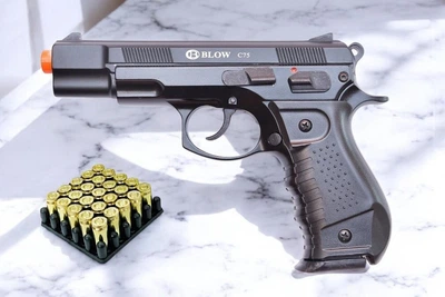 Стартовый сигнальный пистолет Blow C 75 (CZ 75) + дополнительный магазин и 25 шт холостых патронов