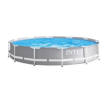Каркасний круглий басейн Intex з фільтром 366х366х76 см 6503 л сірий (26710)