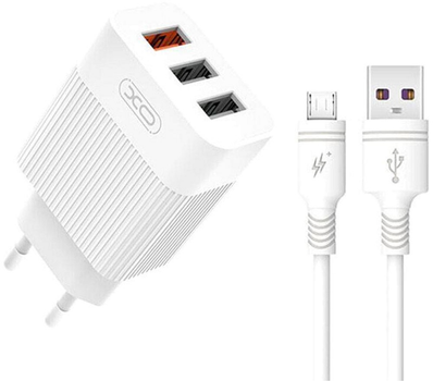 Мережевий зарядний пристрій XO L72 QC3.0 3USB + microUSB (XO-L72-MCR)