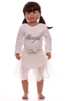 Боди с длинным руковом для девочки и юбкой Ma Angel белый 98 см (52022)