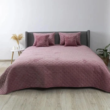 Велюрове двостороннє покривало ПЕТ Comfort Velour 150х210 см Рожеве Ромб круглий