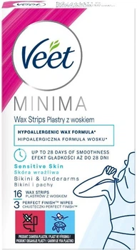 Восковые полоски для депиляции Veet Minima Гипоаллергенные для чувствительной кожи 16 шт (5900627096965)