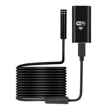 Эндоскоп бороскоп Wi-Fi USB камера 720P с подсветкой, жесткий кабель 10 м, диаметр 8 мм, черный