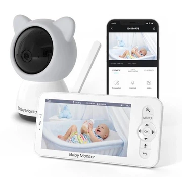 Видеоняня Baby Monitor цифровая WiFi с 5 дюймовым HD экраном, камера 1080Р, 4-кратный зум, с датчиком звука, движения, ночное видение + термометр, радионяня, няня