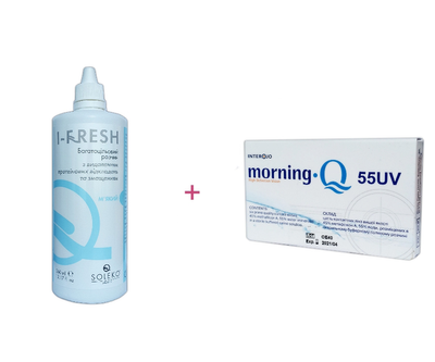 Контактные линзы Interojo Morning Q 55 UV (6 шт) + раствор Soleko I-FRESH 360 ml (1 шт)