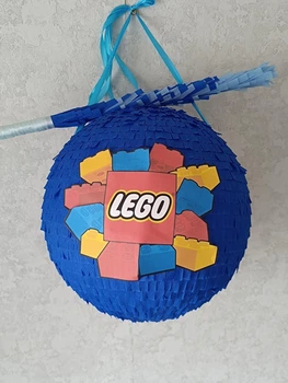 Піньята-КУЛЯ "Лего" Lego синя- кольорова, обхват 120 см + палиця