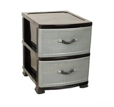 Пластиковый комод для дома, "Style", 2 ящика, 38х47х48см, комод из пластика Черно-серый