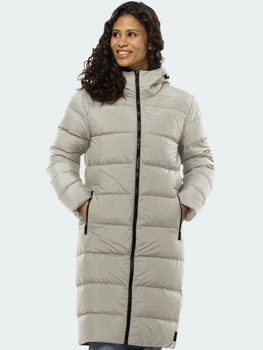 Пуховик зимовий довгий жіночий Jack Wolfskin Frozen Palace Coat W 1204133-A0029 M Світло-бежевий (4064886313896)