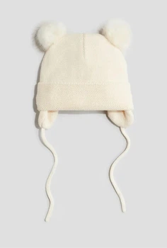 Шапка молочная с помпонами H&M 2-4 года (400099234)
