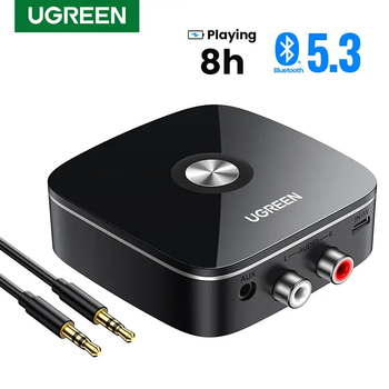 Bluetooth-адаптер Ugreen CM123 Bluetooth 5.3 HiFi аудио AUX приемник 2RCA 3.5 mm Аккумулятор 8ч (30445)