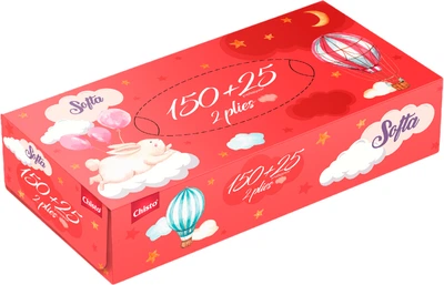 Серветки косметичні Softa Chisto Bunny сухі 2 шара 150+25 шт (4823098412441)