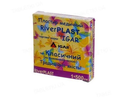 Пластир медичний RiverPlast IGAR тип Класичний (на бавовняній основі) 1 х 500 см