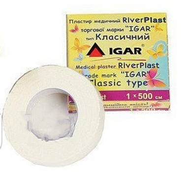 Пластир медичний RiverPlast IGAR тип Класичний (на бавовняній основі) 1 х 500 см