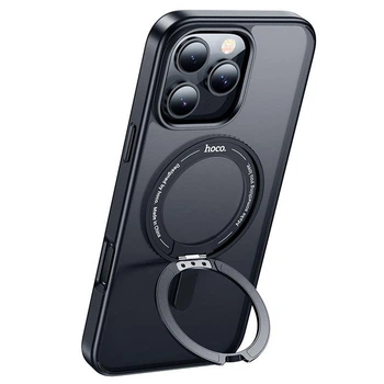 Чехол прозрачный с магнитом HOCO для iPhone 16 Pro Max Rotating magnetic case AS1 Magsafe Черный