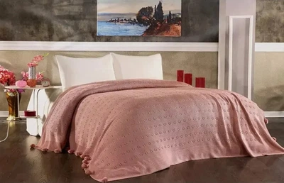 Вязаный плед Diamond SABINA 220х240 см Pudra Пудра