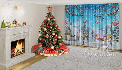 Новорічний Фото Тюль PHOTODECOR "Зимова прогулянка з дітьми"