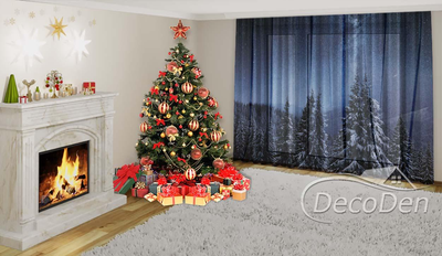 Новогодний Фото Тюль PHOTODECOR "Рождественская зимняя ночь"