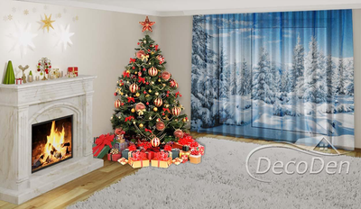 Новогодний Фото Тюль PHOTODECOR "Снежный лес"