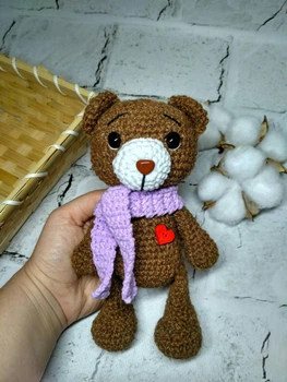 М'яка іграшка ручної роботи в'язана Ведмедик Медовик амігурумі Hand Made 18 см Коричневий 202-12-1