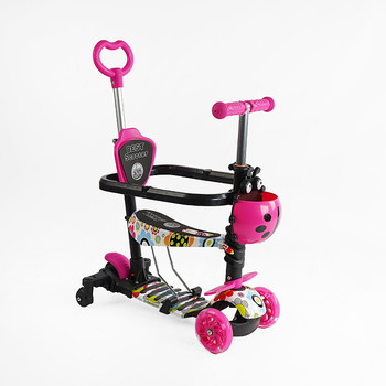 Самокат трехколесный Best Scooter 5 в 1 с дополнительными колесами и защитным бампером Розовый (LS-75160)