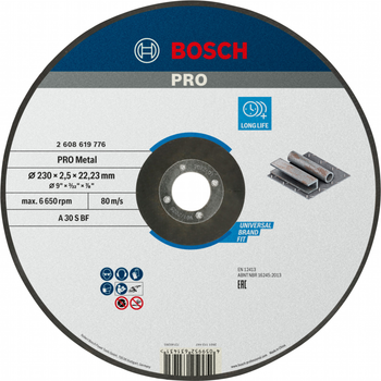 Отрезной диск Bosch PRO for Metal 230 х 2.5 мм (2608619776)