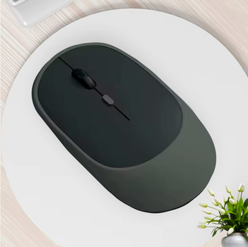 Мышка Беспроводная Бесшумная Аккумуляторная для ноутбука планшета Bluetooth + 2,4 ГГц с адаптером Серая