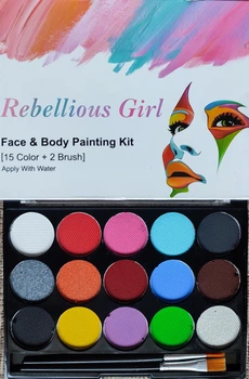 Аквагрим Rebellious Girl набор 15 цветов и 2 кисти