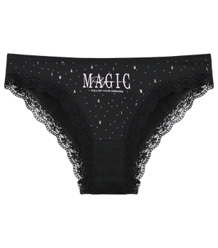 Ажурные трусы слипы с принтом MAGIC - Donella - 1971PB29 - L - Черный