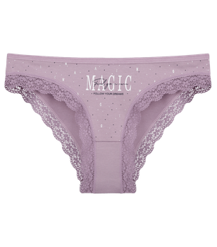 Ажурные трусы слипы с принтом MAGIC - Donella - 1971PB29 - M - Светло-фиолетовый