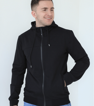 Мужская кофта на замку с капюшоном - HECTOR - 17314-18153 - XXL - Черный