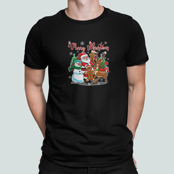 Мужская Новогодняя футболка Stedman с принтом Merry Christmas Новогодняя компания Черный M