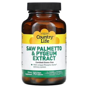 Екстракт пальмето та пигеуму Country Life Saw Palmetto and Pygeum Extract, 90 вегакапсул для підтримки простати