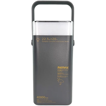 Павербанк Remax RPP-596 / 40000 мАг / до 22,5 Вт / USB-C+USB-A / PD+QC /з RGB ліхтариком / Сірий