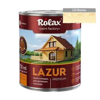 Лазурь для древесины алкидная Rolax «LAZUR» белая 0,75л