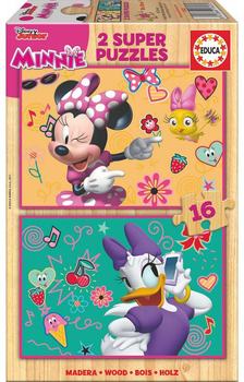 Набір дерев'яних пазлів Educa Borras Disney Minnie and The Happy Helpers 26 x 18 см 2 x 16 деталей (8412668176232)