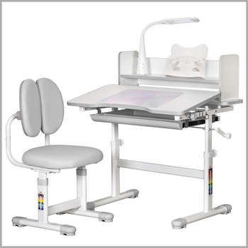 Комплект стіл + стілець + лампа Evo-kids BD-24 Grey (BD-24 G) Сірий