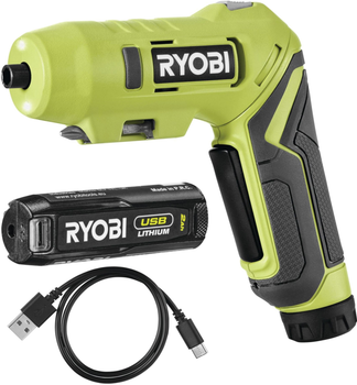 Отвертка аккумуляторная Ryobi USB Lithium RSDP4-120G 4 В 1х2 А 5 Нм 200 оборотов поворотная рукоятка 0.35 кг (5133005958)