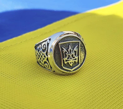 Кільце з українським гербом Maxi Silver 5922 SE 19