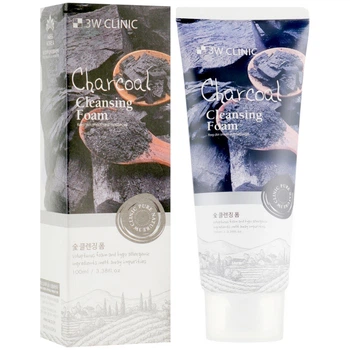 Глубокоочищающая пенка для сужения пор 3W Clinic Charcoal Cleansing Foam 100 мл (8809469774895)