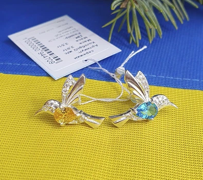 Пусеты колибри Maxi Silver 9218