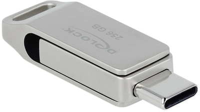 Pendrive Delock USB 5 Gbps USB-C + Type-A Memory Stick 256 GB Metal Housing Grey (4043619540082)