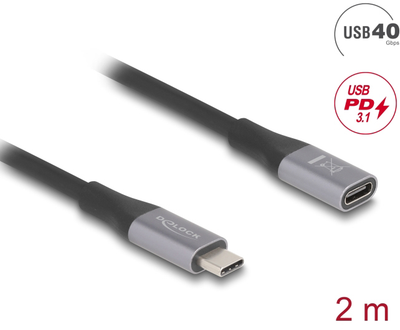 Кабель-подовжувач Delock USB 40 Gbps Extension Cable USB Type-C male to female PD 3.1 240 W Black (4043619812028)