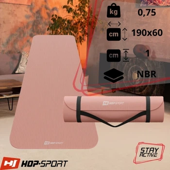 Коврик для йоги и фитнеса Hop-Sport HS-NB010GM NBR 1 см персиковый 190x60 см для растяжки пилатеса