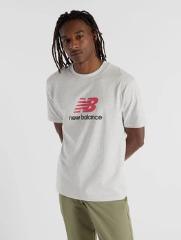 Футболка бавовняна довга чоловіча New Balance Athletics Logo MT51500 XL Світло-сіра (197967256387)