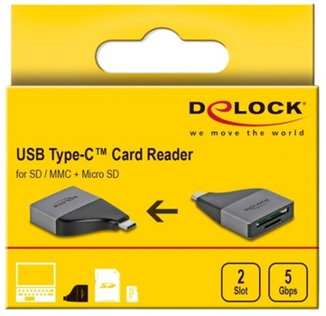 Czytnik kart Delock USB Type-C SD / MMC + Micro SD (4043619641178)